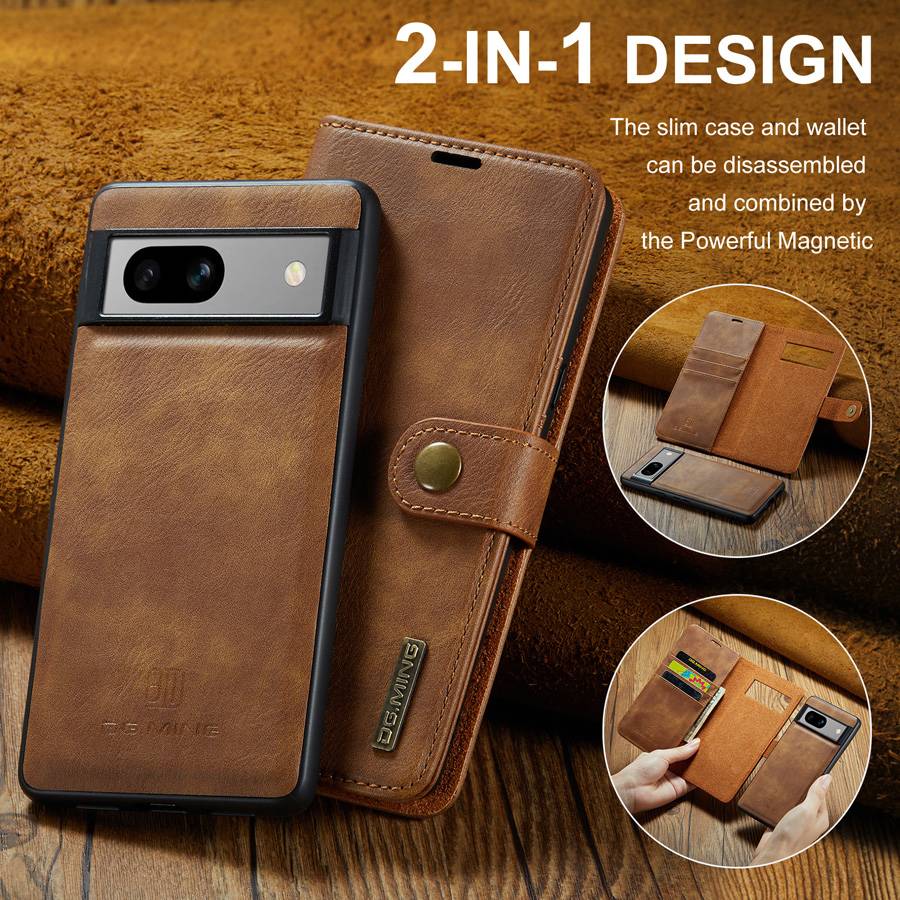 Google Pixel 8A - Casing Dompet Kulit Magnetik yang Dapat